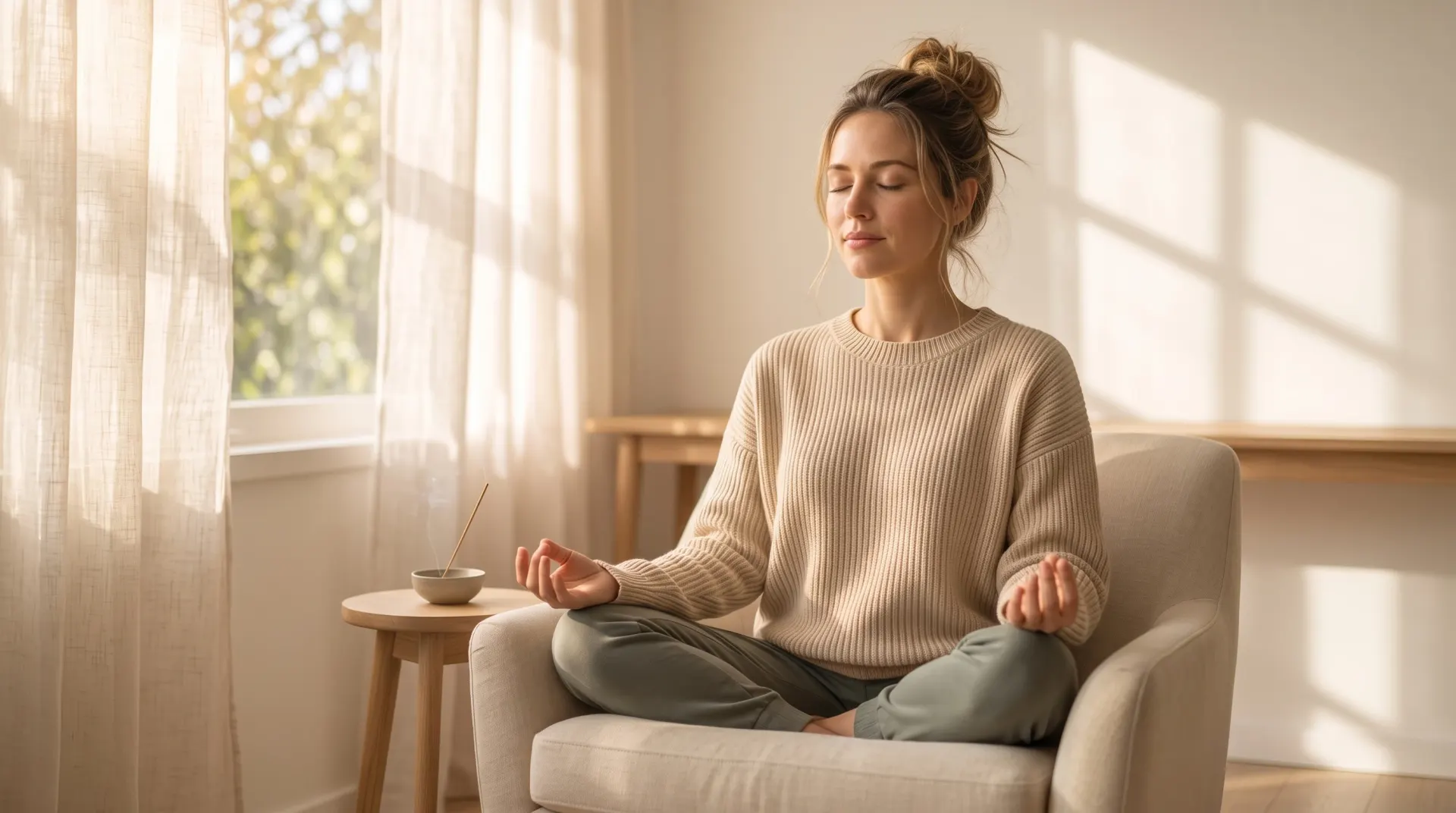 A calm wellness moment at home
