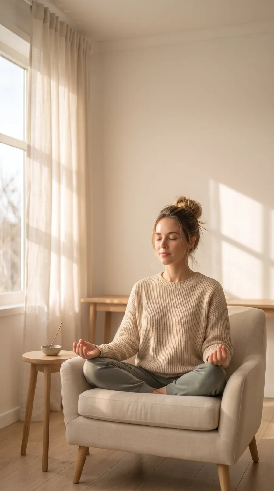 A calm wellness moment at home